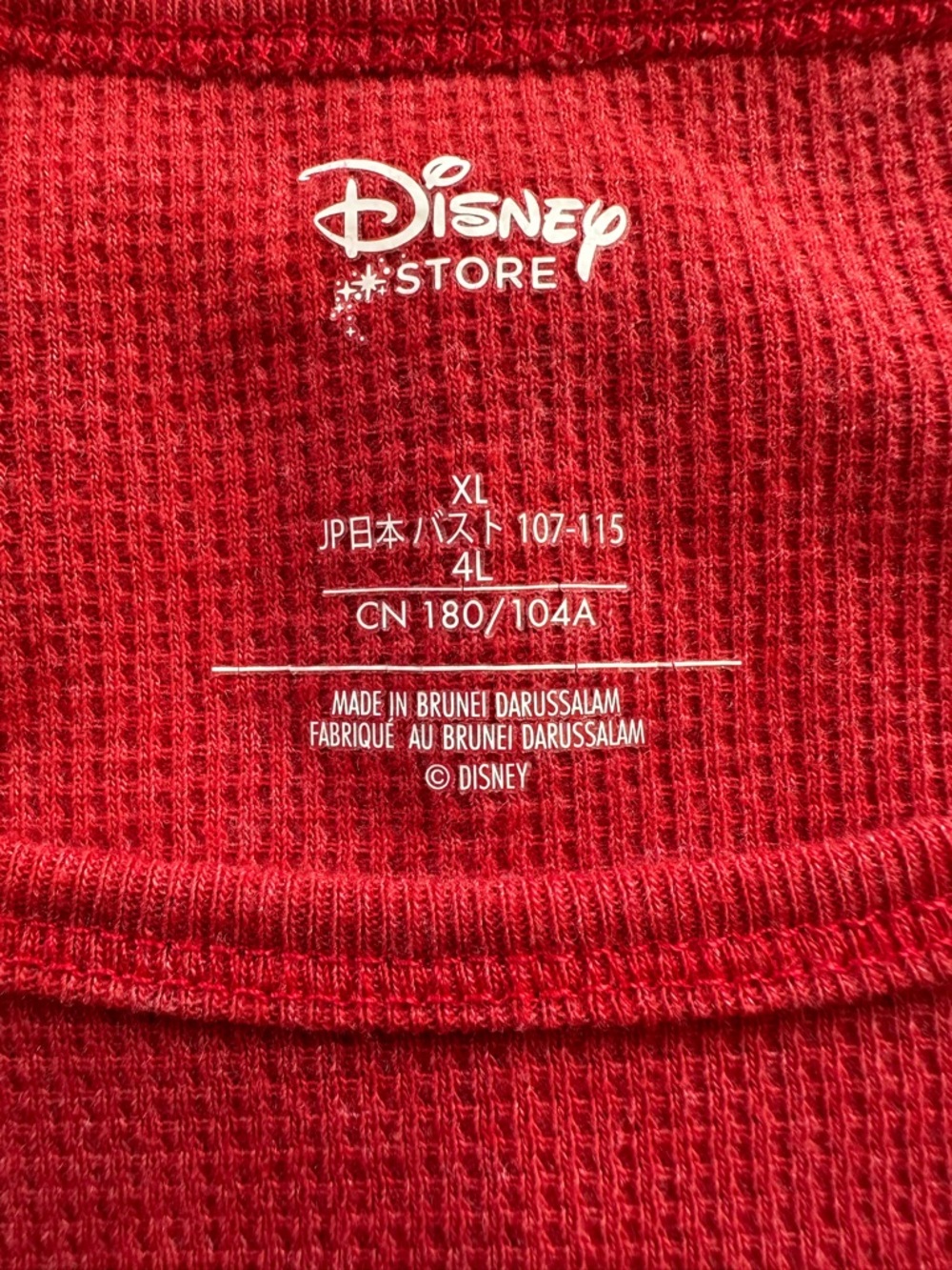 Disney Store Red Waffle Knit "LOVE" Mickey Mouse Long Sleeve Shirt XL - Picture 4 of 10